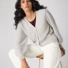 Women's Metal Trim Cashmere Cardigan Pebble Grey 1 Women's Metal Trim Cashmere Cardigan Pebble Grey -Cozy Fashion Shop SS24 NPW109286 PBG 1
