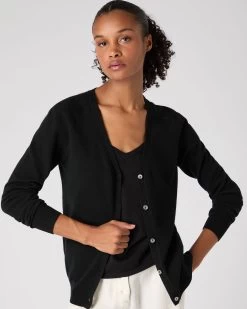 Women's Lara V Neck Cashmere Cardigan Black -Cozy Fashion Shop SS24 NPW109287 B50 5