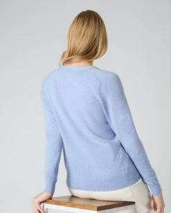 Women's Lara V Neck Cashmere Cardigan Cornflower Blue -Cozy Fashion Shop SS24 NPW109287 C31 4