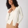 Women's Lara V Neck Cashmere Cardigan New Ivory White -Cozy Fashion Shop SS24 NPW109287 N68 1