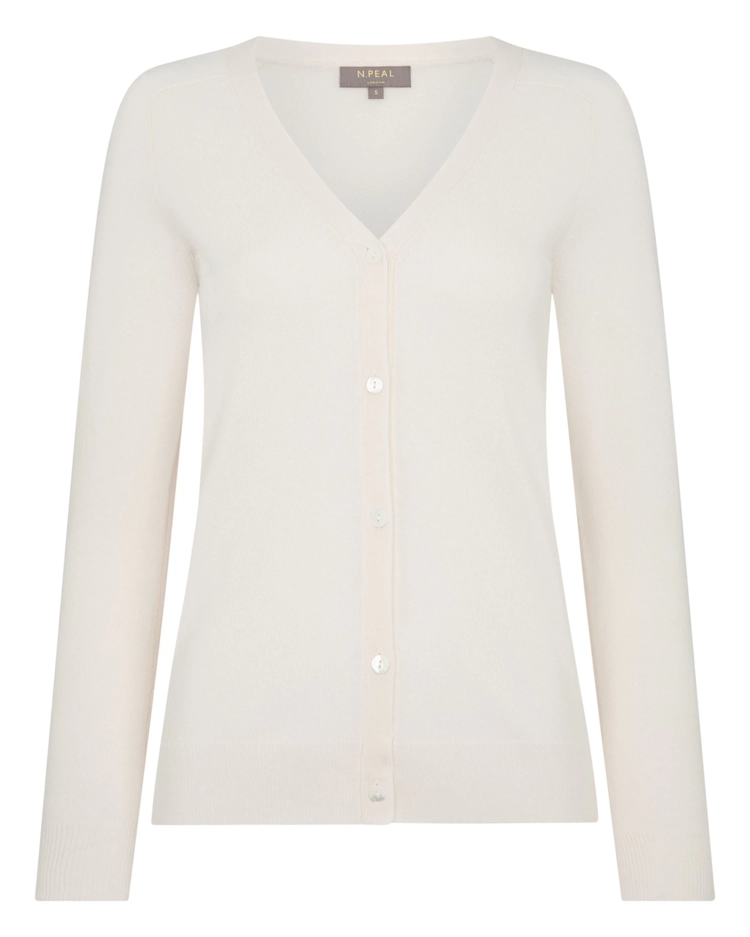 Women's Lara V Neck Cashmere Cardigan New Ivory White 4 Women's Lara V Neck Cashmere Cardigan New Ivory White - Image 2