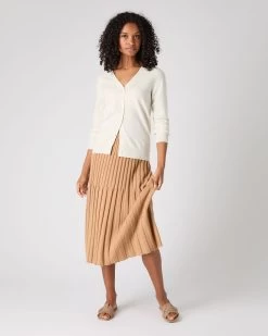 Women's Lara V Neck Cashmere Cardigan New Ivory White 9 Women's Lara V Neck Cashmere Cardigan New Ivory White -Cozy Fashion Shop SS24 NPW109287 N68 3