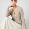 Women's Lara V Neck Cashmere Cardigan Oatmeal Brown -Cozy Fashion Shop SS24 NPW109287 OAT 1