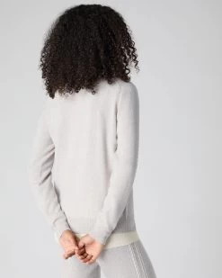 Women's Lara V Neck Cashmere Cardigan Pebble Grey 10 Women's Lara V Neck Cashmere Cardigan Pebble Grey -Cozy Fashion Shop SS24 NPW109287 PBG 4