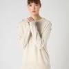 Women's Button Shoulder Round Neck Cashmere Jumper Ecru White -Cozy Fashion Shop SS24 NPW109299 E34 1
