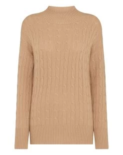 Women's Esme Cable Mock Neck Cashmere Jumper Sahara Brown 9 Women's Esme Cable Mock Neck Cashmere Jumper Sahara Brown -Cozy Fashion Shop SS24 NPW109300 S55 2