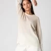 Women's Dip Dye Round Neck Cashmere Jumper Almond White -Cozy Fashion Shop SS24 NPW109301 ALN 1