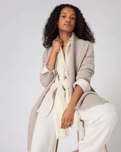 Women's Abbey Cashmere Cardigan Oatmeal Brown -Cozy Fashion Shop SS24 NPW109372 OTM 3