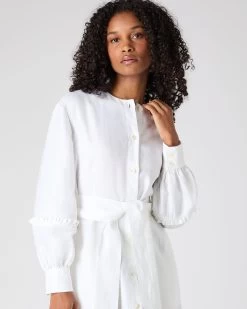 Women's Willow Linen Dress White PRE-ORDER -Cozy Fashion Shop SS24 NPW109374 WHT 5op