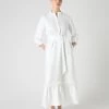 Women's Iris Ruffle Linen Dress White PRE-ORDER -Cozy Fashion Shop SS24 NPW109376 WHT 1