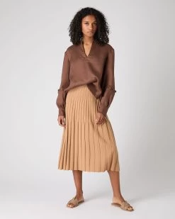 Women's Sienna Linen Top Tan Brown PRE-ORDER -Cozy Fashion Shop SS24 NPW109377 BRK 3tif