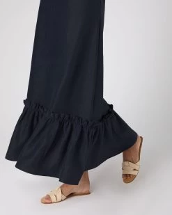 Women's Sofia Ruffle Linen Skirt Navy Blue PRE-ORDER 13 Women's Sofia Ruffle Linen Skirt Navy Blue PRE-ORDER -Cozy Fashion Shop SS24 NPW109379 NVY 5