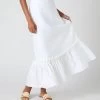 Women's Sofia Ruffle Linen Skirt White PRE-ORDER -Cozy Fashion Shop SS24 NPW109379 WHT 1