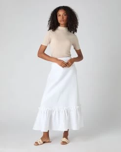 Women's Sofia Ruffle Linen Skirt White PRE-ORDER 10 Women's Sofia Ruffle Linen Skirt White PRE-ORDER -Cozy Fashion Shop SS24 NPW109379 WHT 3