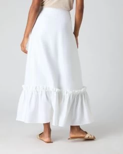 Women's Sofia Ruffle Linen Skirt White PRE-ORDER 11 Women's Sofia Ruffle Linen Skirt White PRE-ORDER -Cozy Fashion Shop SS24 NPW109379 WHT 4
