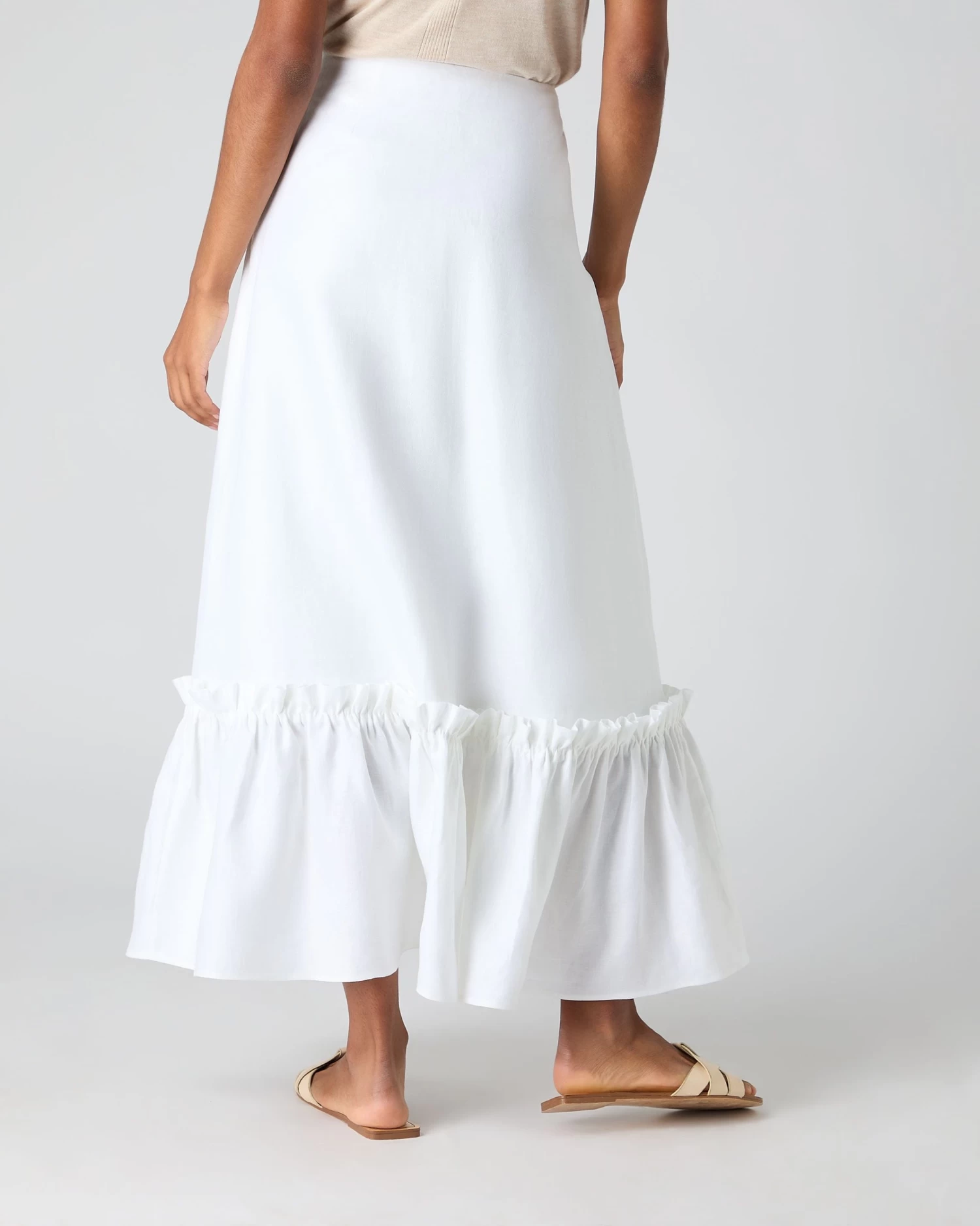 Women's Sofia Ruffle Linen Skirt White PRE-ORDER 6 Women's Sofia Ruffle Linen Skirt White PRE-ORDER - Image 4