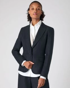 Women's Chloe Linen Jacket Navy Blue -Cozy Fashion Shop SS24 NPW109380 NVY 5