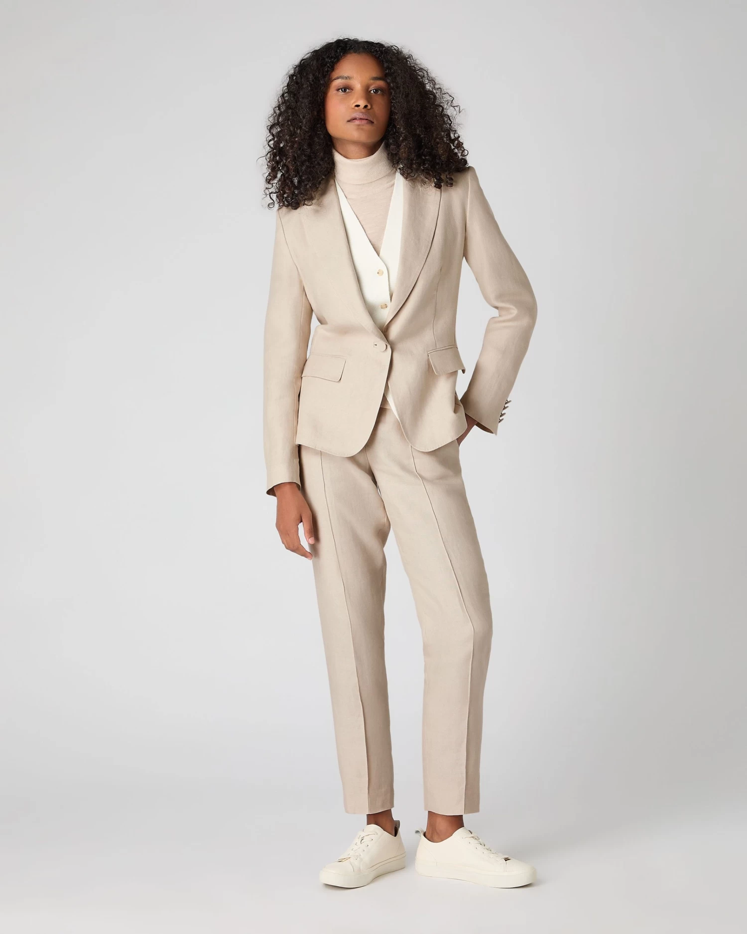 Women's Chloe Linen Jacket Oat Brown 4 Women's Chloe Linen Jacket Oat Brown - Image 2