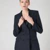 Women's Ava Double Breasted Linen Jacket Navy Blue 2 Women's Ava Double Breasted Linen Jacket Navy Blue -Cozy Fashion Shop SS24 NPW109381 NVY 1