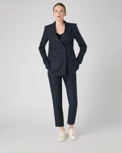 Women's Ava Double Breasted Linen Jacket Navy Blue 9 Women's Ava Double Breasted Linen Jacket Navy Blue -Cozy Fashion Shop SS24 NPW109381 NVY 3