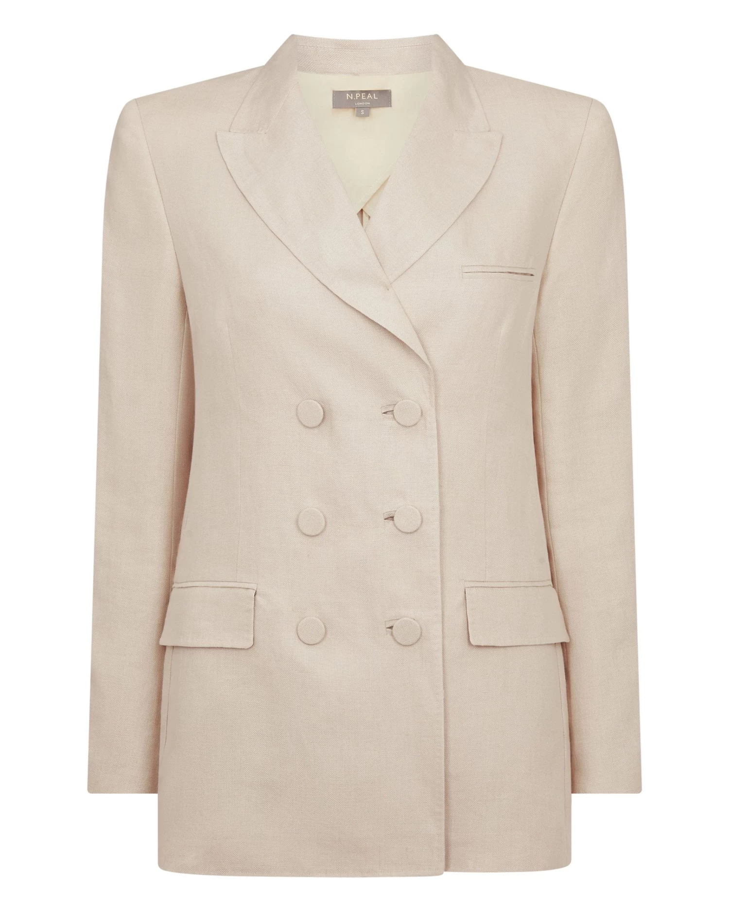 Women's Ava Double Breasted Linen Jacket Oat Brown 4 Women's Ava Double Breasted Linen Jacket Oat Brown - Image 2