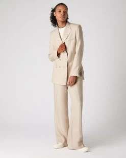 Women's Ava Double Breasted Linen Jacket Oat Brown 10 Women's Ava Double Breasted Linen Jacket Oat Brown -Cozy Fashion Shop SS24 NPW109381 O19 3op