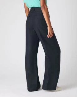 Women's Florence Linen Trouser Navy Blue -Cozy Fashion Shop SS24 NPW109383 NVY 4