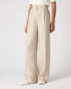 Women's Florence Linen Trouser Oat Brown