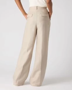 Women's Florence Linen Trouser Oat Brown -Cozy Fashion Shop SS24 NPW109383 O19 4