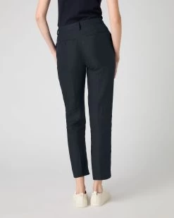 Women's Harper Crop Linen Trouser Navy Blue -Cozy Fashion Shop SS24 NPW109384 NVY 4