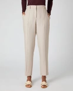 Women's Harper Crop Linen Trouser Oat Brown