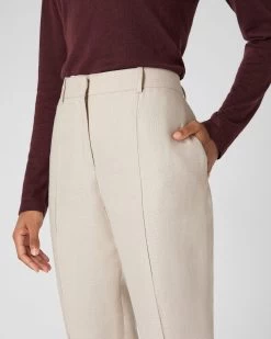 Women's Harper Crop Linen Trouser Oat Brown 12 Women's Harper Crop Linen Trouser Oat Brown -Cozy Fashion Shop SS24 NPW109384 O19 5