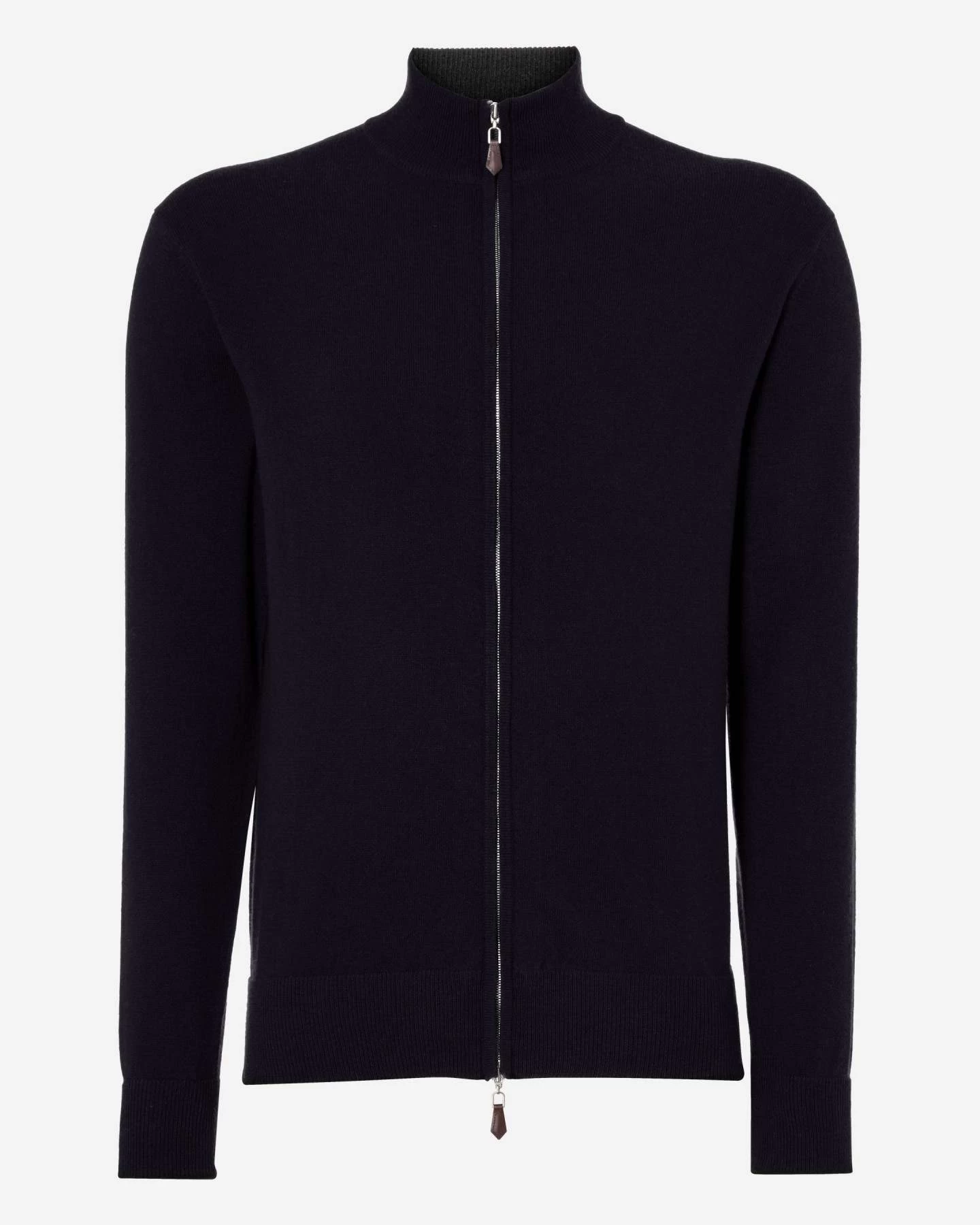 Men's Knightsbridge Full Zip Cashmere Jumper Navy Blue 4 Men's Knightsbridge Full Zip Cashmere Jumper Navy Blue - Image 2