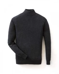 007 Fine Gauge Cashmere Mock Turtle Neck Jumper Dark Charcoal Grey 17 007 Fine Gauge Cashmere Mock Turtle Neck Jumper Dark Charcoal Grey -Cozy Fashion Shop shoot npeal look12 205 2 1