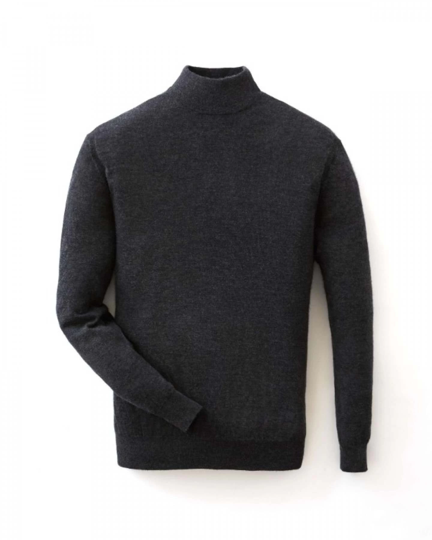 007 Fine Gauge Cashmere Mock Turtle Neck Jumper Dark Charcoal Grey 9 007 Fine Gauge Cashmere Mock Turtle Neck Jumper Dark Charcoal Grey - Image 7